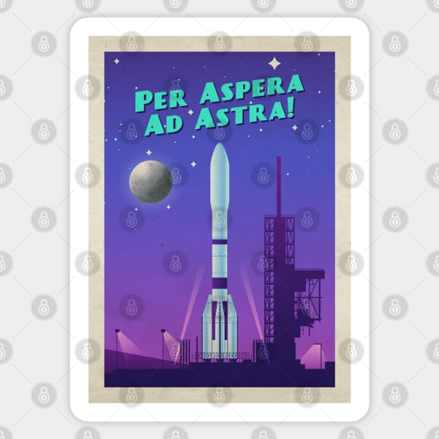 Per Aspera Ad Astra!, ESA Ariane 6 — Vintage space poster Sticker by Synthwave1950